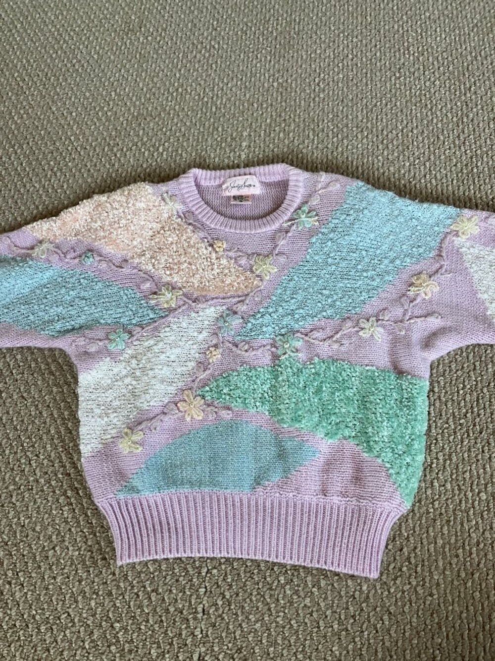 Jocelyn Smith Vintage Sweater Small Pastel Beads Embriodery GrandmaCore Feminine